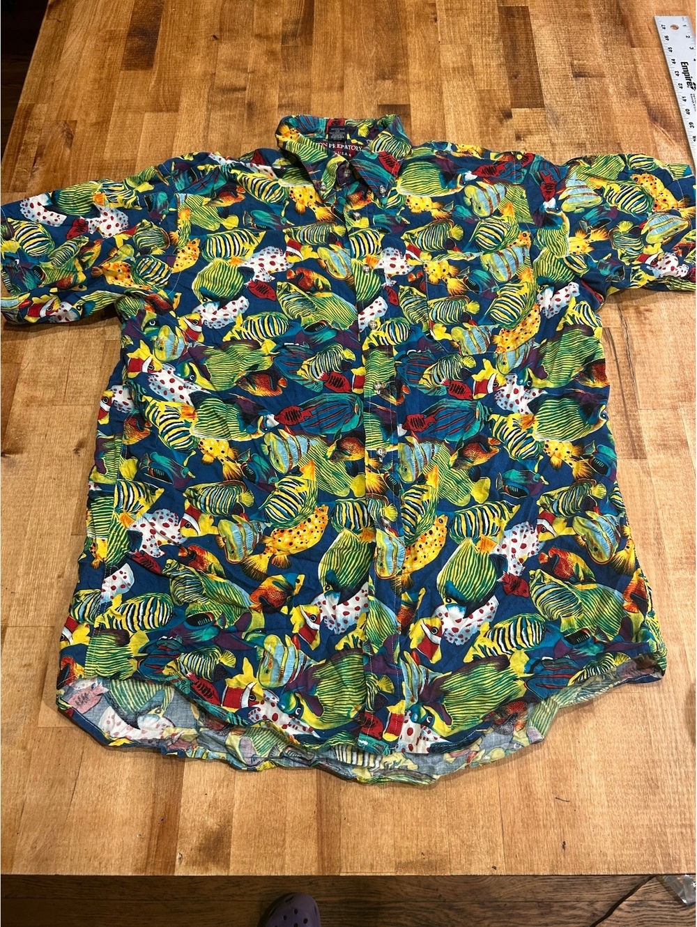 Vintage Boston Preparatory Co. 100% Cotton Fish Print Button-Up Shirt
